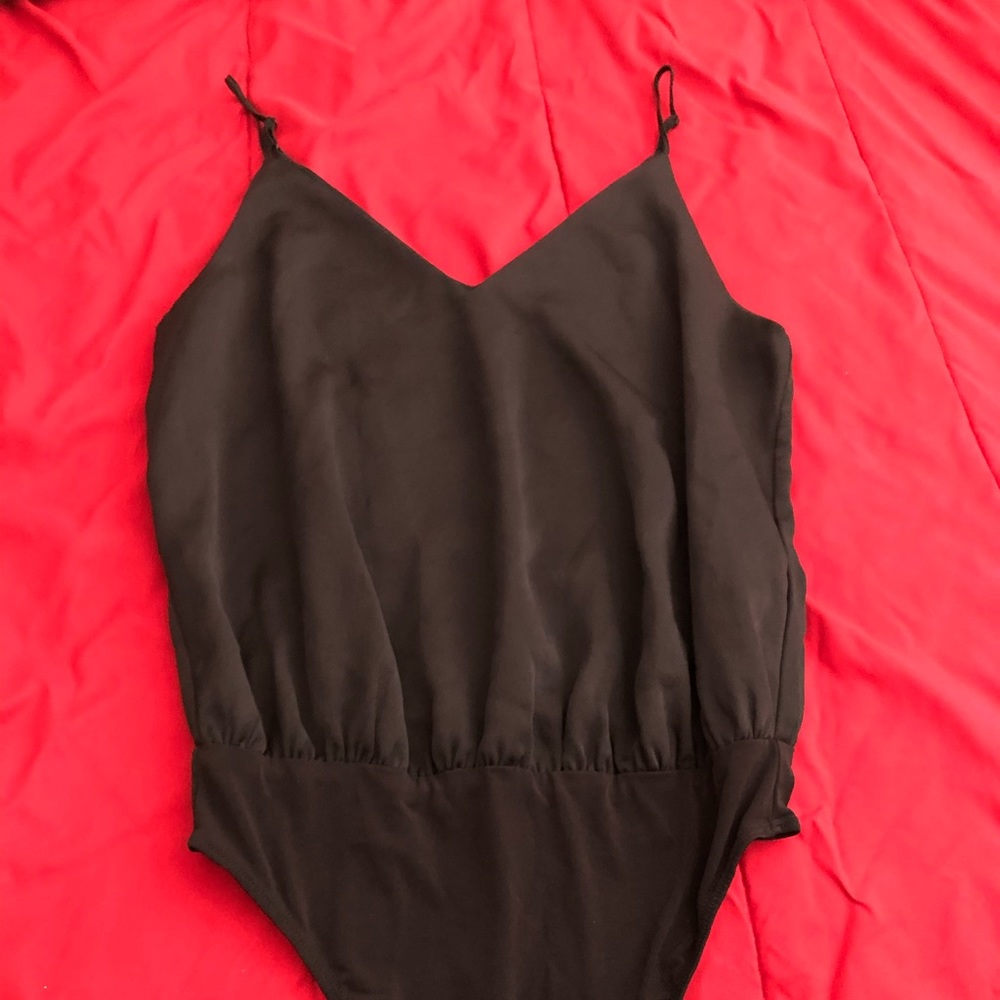 Black satin cami bodysuit